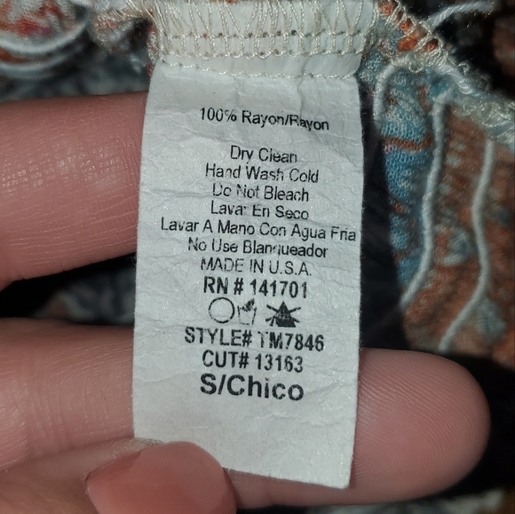 143 Story Patchwork Peasant Top, Elastic Waist, Long Sleeve, S - Picture 5 of 11